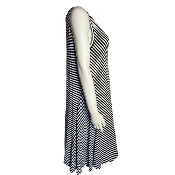 Style & Co Dress Womens Size XL Black White Striped Sleeveless Pullover Stretch - Picture 2 of 6
